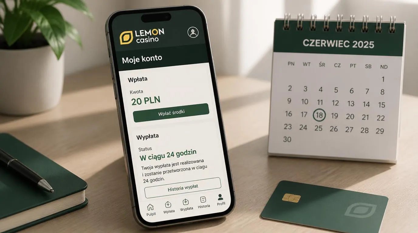 Ekran telefonu z kwotą wpłaty 20 PLN i informacją o wypłacie w ciągu 24 godzin